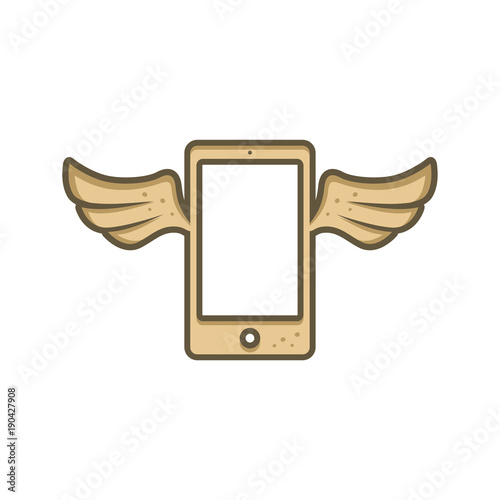 mobile phone with angel bird wing