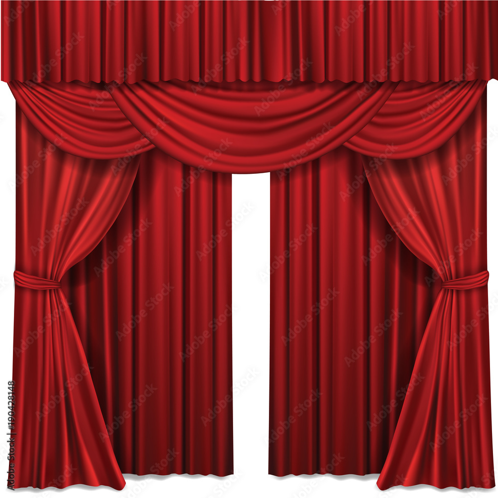 Red stage curtain realistic vector illustration for theater or opera scene  backdrop, concert grand opening or cinema premiere. Red curtains or  portiere drapes for ceremony performance design template Stock Vector |  Adobe