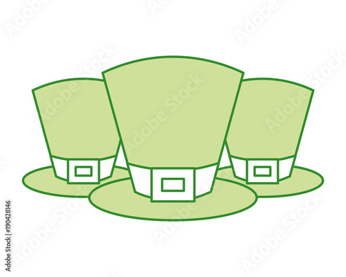set of green hat of leprechaun accessory vector illustration