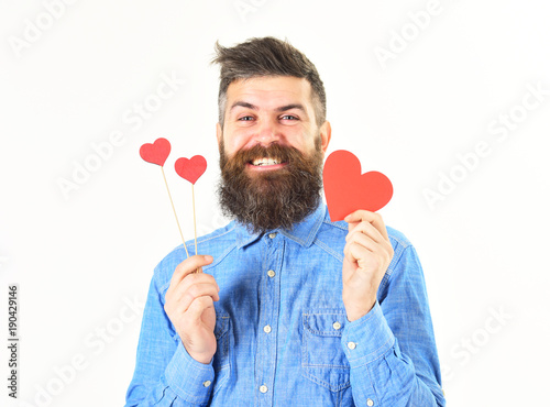 handsome beard man with Valentine Heart