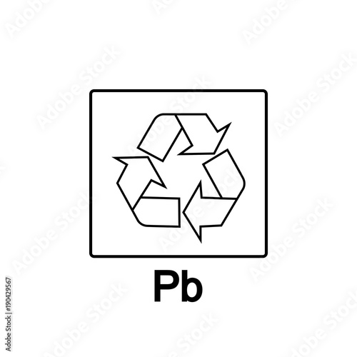 Battery recycling, Lead-acid battery, vector, sign.