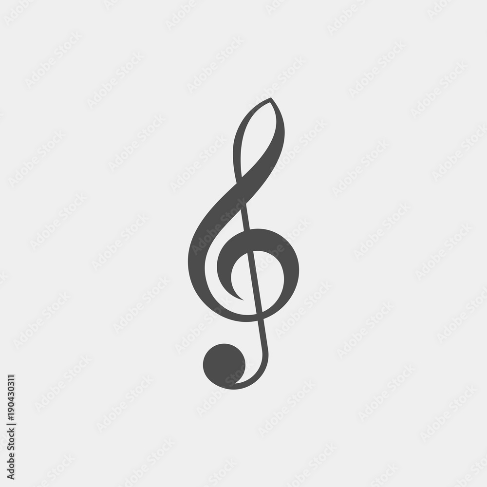 Treble clef flat vector icon