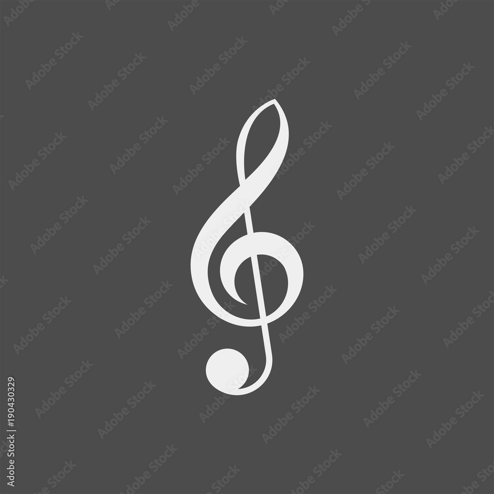 Treble clef flat vector icon Treble clef flat vector icon