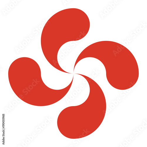 The lauburu or Basque cross, a traditional swastika with four comma-shaped heads. Vector icon. photo