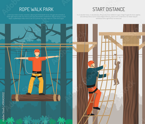 Rope Walking Flat Vertical Banners 