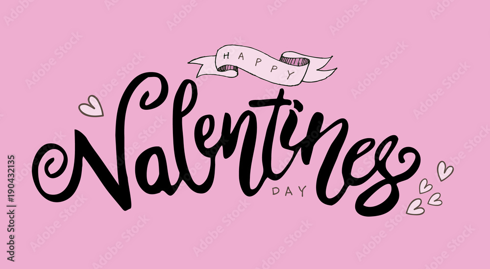 Happy Valentines Day typography design with hand drawn lettering. EPS10 vector Illustration.
