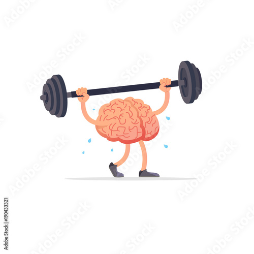 Bright  flat vector illustration of  brain and weight