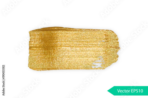 Acryl paint texture stane dub. Gold acrylic brush stroke. Abstract background design vector illustration. Isolated grunge shape golden oil splash. Color paintbrush banner.