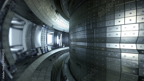 Fusion reactor Tokamak. Reaction chamber. Fusion power. 3d illustration