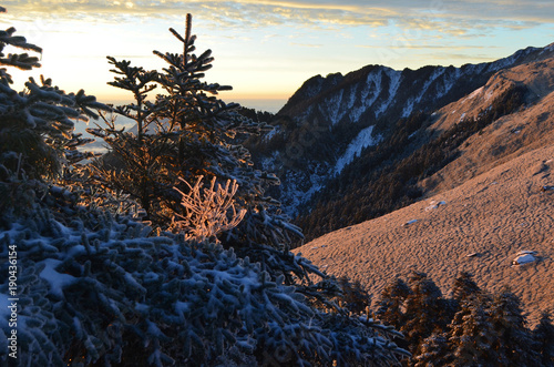 Dawn in Qilai range, Chilai Shan, Taiwan photo