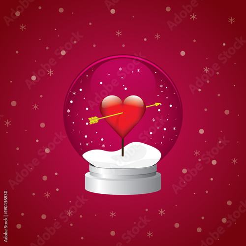 Snow Globe Grow Heart Red