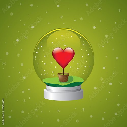 Snow Globe Grow Heart Green