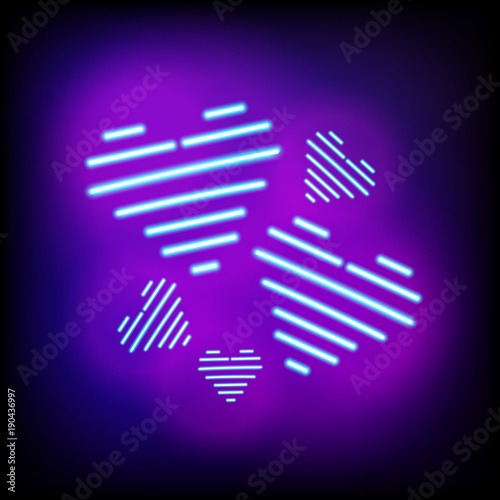 Bright heart. Neon sign. Ready for your design, greeting card, b