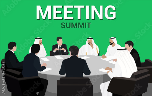 Meeting of Arab and European businessmen round table