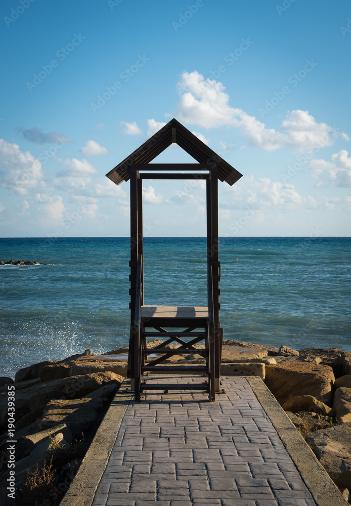 Wooden lifeguard lookout point