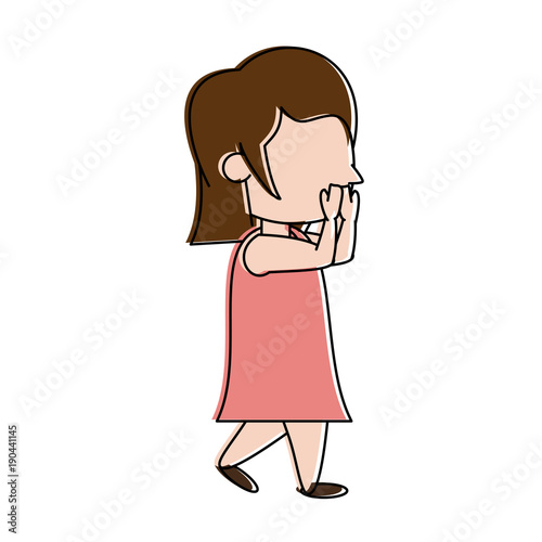 Cute girl faceless cartoon icon vector illustration graphic design