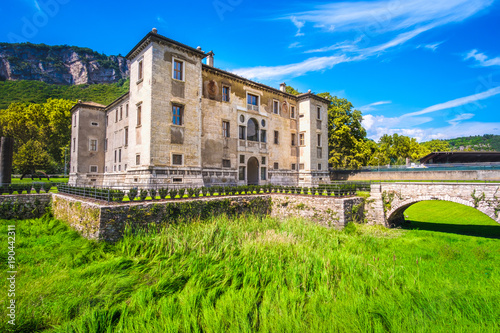 castle moat fosse dry grass Albere palace in Trento Trentino Italy