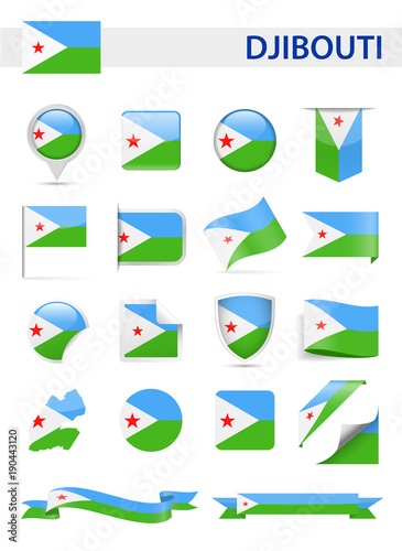 Djibouti Flag Vector Set