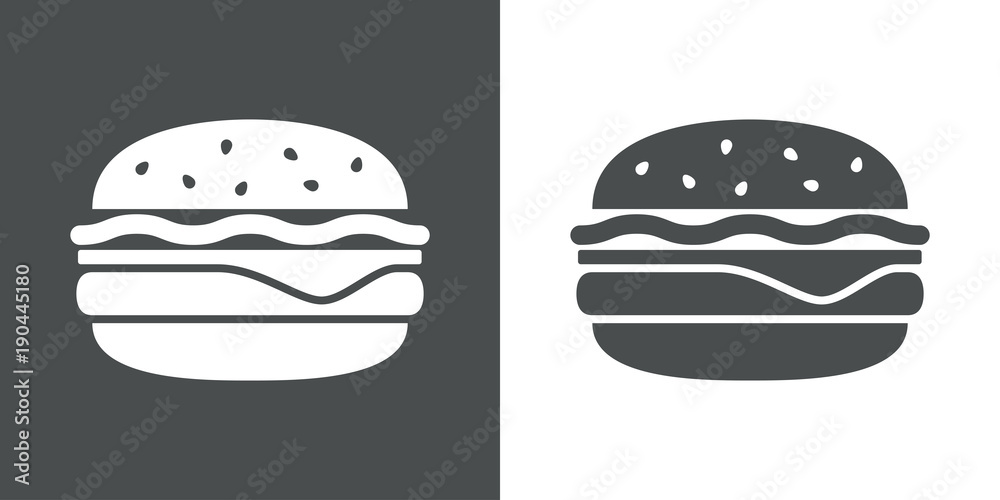 Icono plano hamburguesa gris y blanco Icono plano hamburguesa gris y blanco