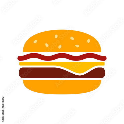 Icono plano hamburguesa color en fondo blanco