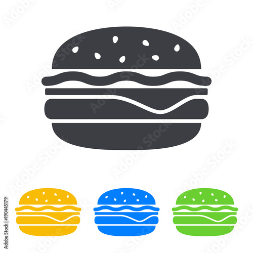 Icono plano hamburguesa en varios colores