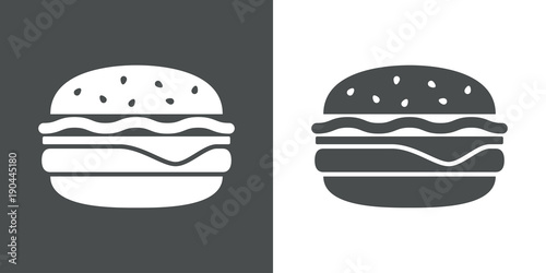 Icono plano hamburguesa gris y blanco