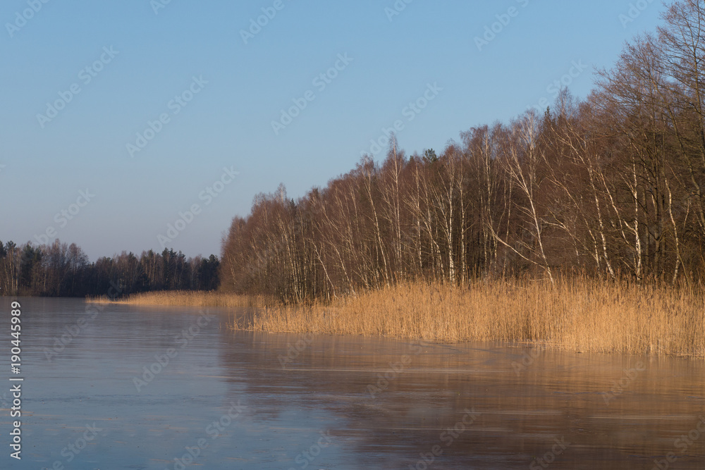 frozen lake countryside winter frozen lake countryside winter