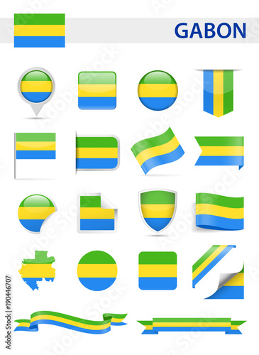 Gabon Flag Vector Set © Porcupen
