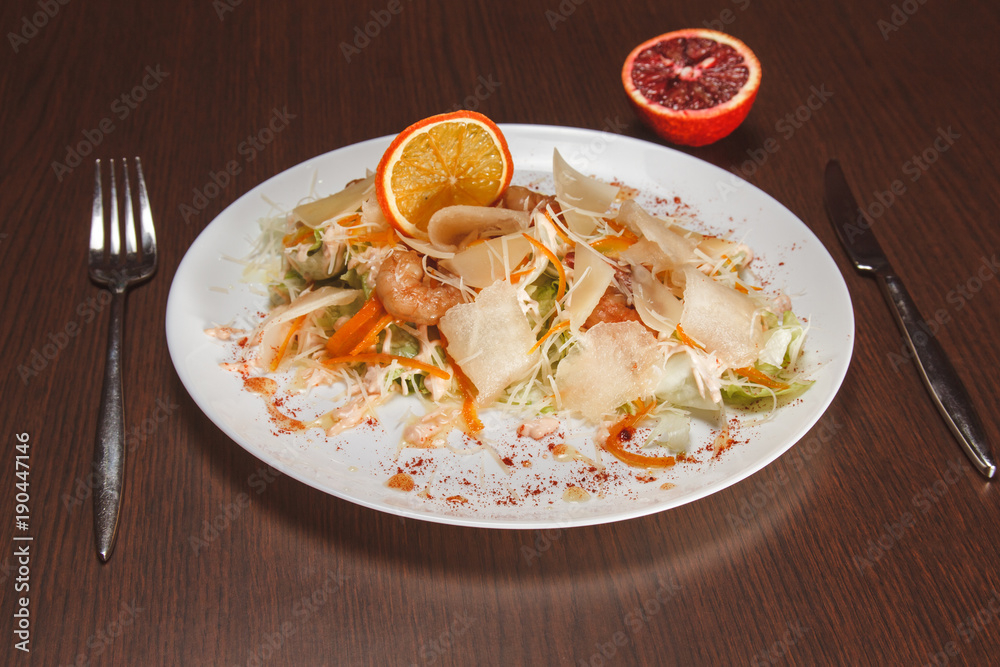Shrimps, fennel and orange salad. Shrimps, fennel and orange salad.