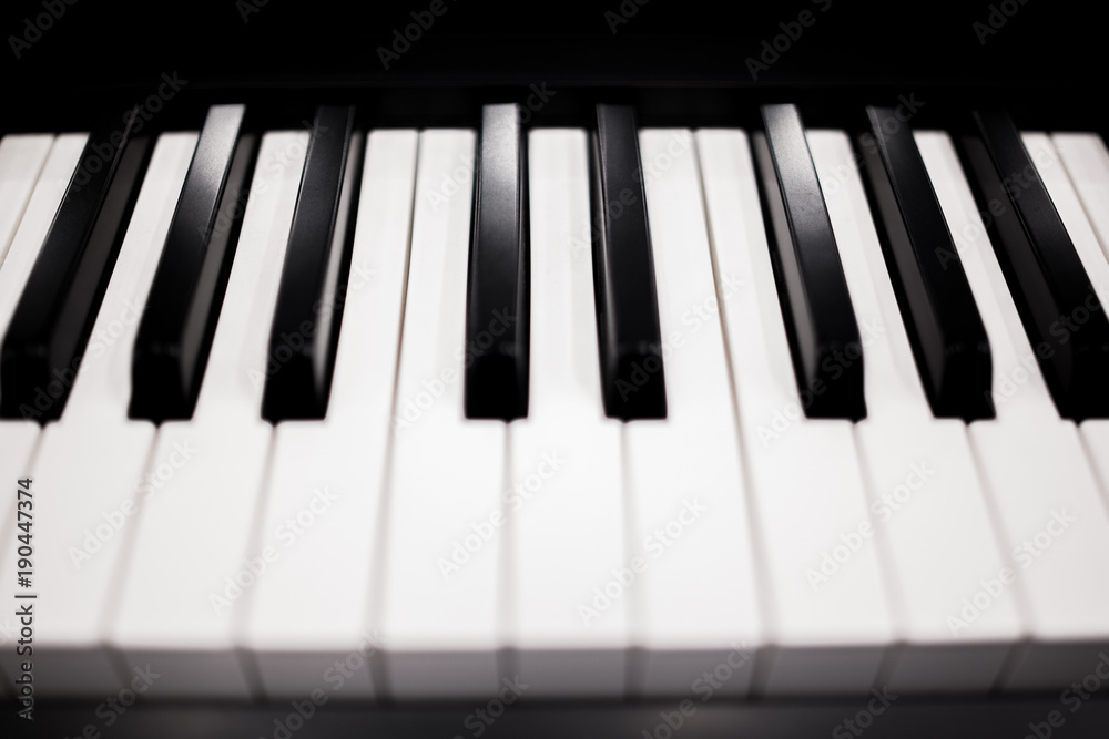 piano keyboard keys closeup