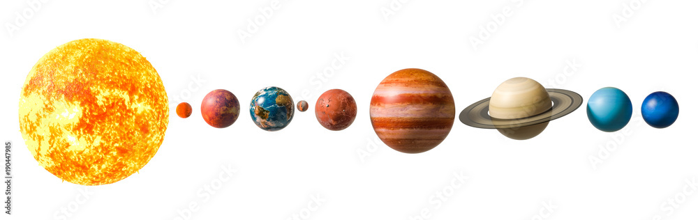 Fototapeta premium Planety Układu Słonecznego, renderowanie 3D