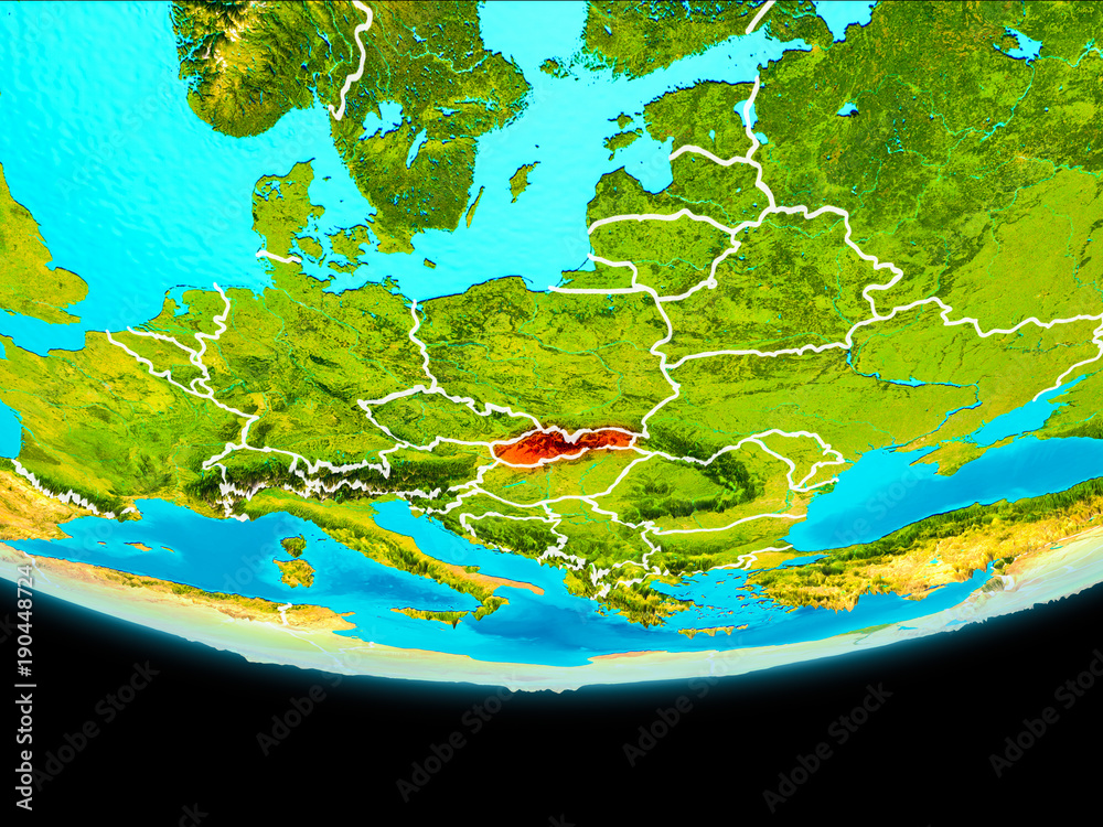 Satellite view of Slovakia
