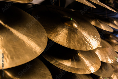 Photos cymbals at the music store