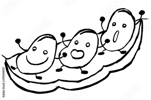 筆絵キャラ　えだ豆　三兄弟