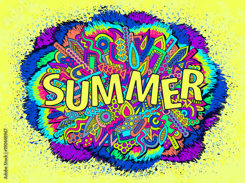 Doodle abstract ethnic elements summer ornament 1