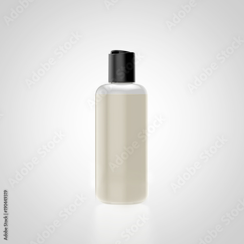 transparente Kosmetikflasche mit Kippverschluss gefüllt ohne Ettikett photo