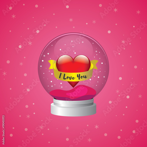 Snowglobe Heart love pink