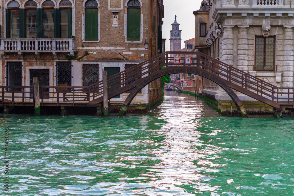 VENICE, ITALY - on May 5, 2016. View on Grand Canal, Venetian Landscape with boats and gondolas