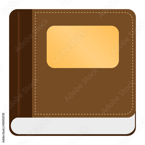 Brown book with gold plate icon