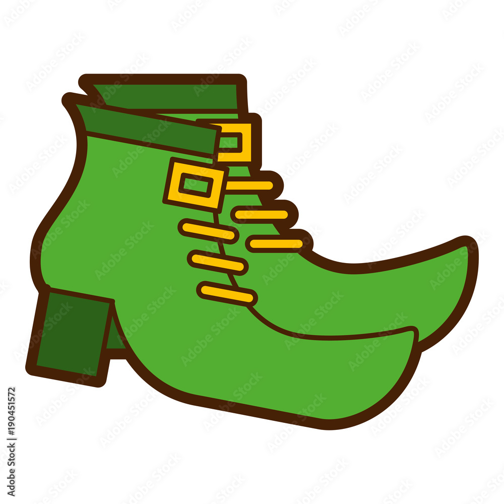 pair green boot shoes of leprechaun vector illustration