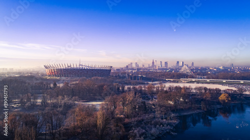 Obraz na płótnie Smog nad Warszawą w salonie