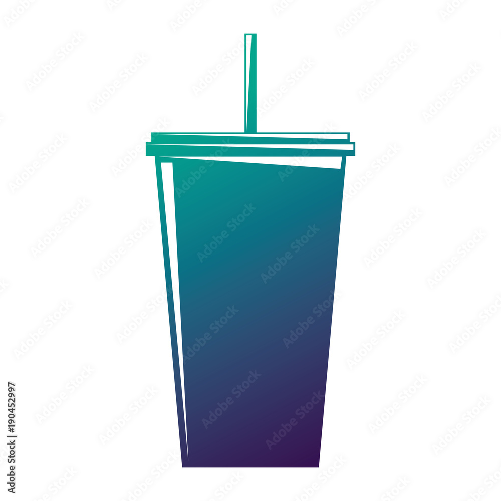 plastic soda cup with straw take away vector illustration degraded color design plastic soda cup with straw take away vector illustration degraded color design