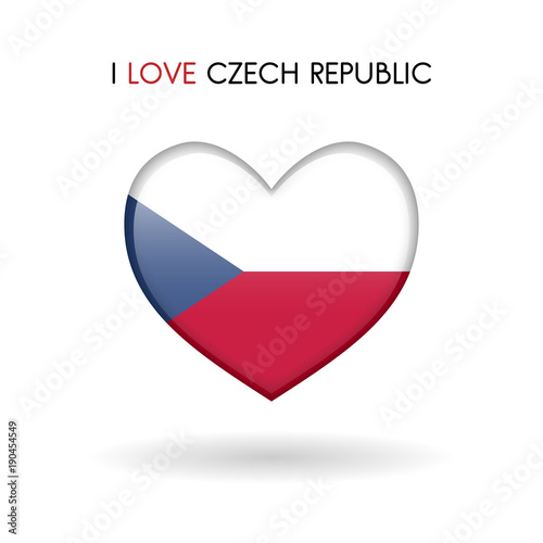 Love Czech Republic symbol. Flag Heart Glossy icon on a white background