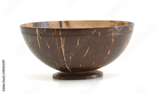 wooden bowl on white background with shade © ImagesMy