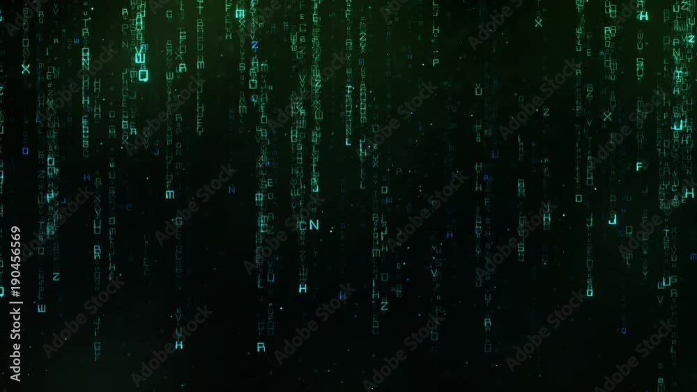 Futuristic Digital Letters Falling Down Background Futuristic Digital Letters Falling Down Background