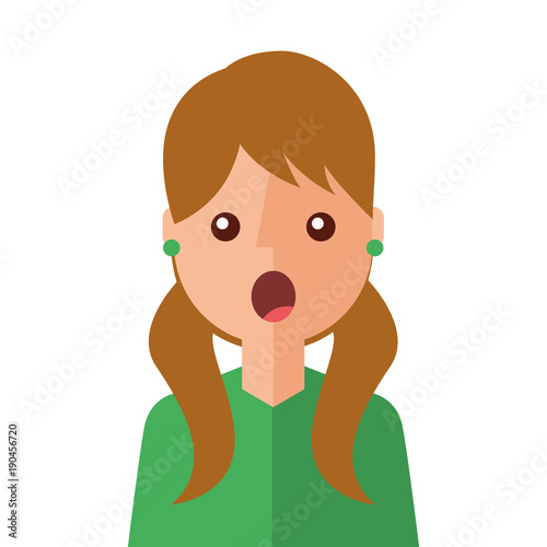 surprised young woman avatar character vector illustration design
