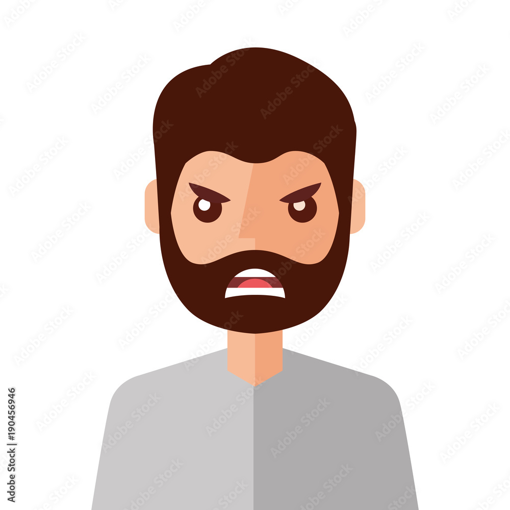 angry young man avatar character vector illustration design