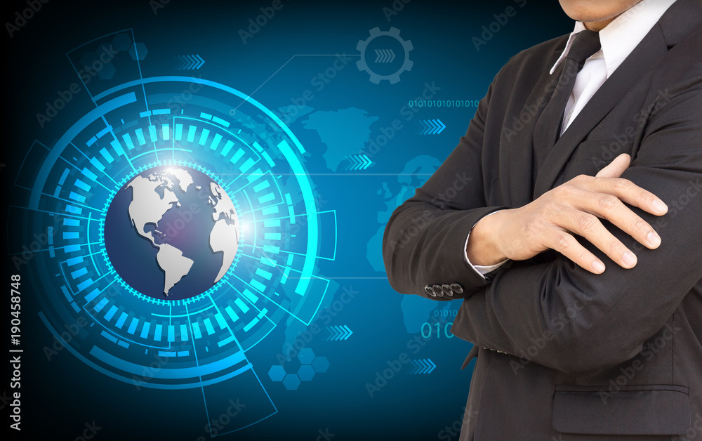Business people with global communications. Business people with global communications.