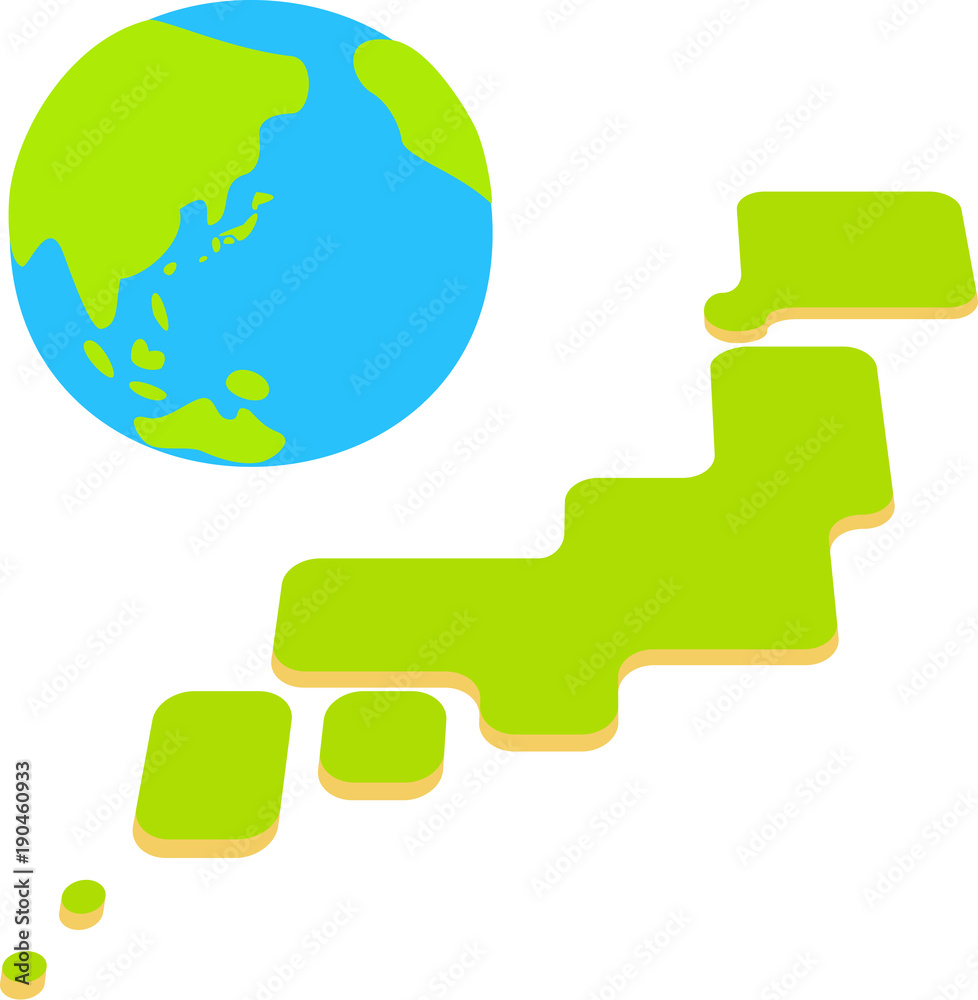 日本列島と地球のデフォルメイラスト Stock Vector Adobe Stock