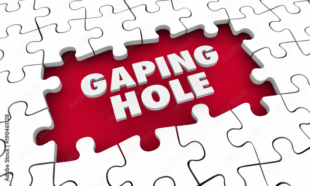Gaping Hole Puzzle Piece Gap Words Big Shortfall Miss 3d Illustration Gaping Hole Puzzle Piece Gap Words Big Shortfall Miss 3d Illustration
